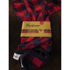 New Pet Pajamas Dog Shirt Red Black Plaid Dearfoams Family Sleep Size Large